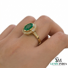 Elegant Oval Cut Natural Emerald Promise Ring with Sparkling Diamonds Accent