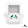 Pear Cut Emerald & Diamond Cluster Stud Earrings - Green Gemstone Jewelry