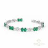 Oval Shape Natural Emerald Diamond Tennis Bracelet Green Gemstone Jewelry