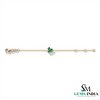 Round Emerald Clover Bracelet in 14k Gold – Dainty Minimalist Chain Bracelet