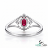 Vintage Style Oval Ruby and Diamond Ring - Romantic Ruby Jewelry