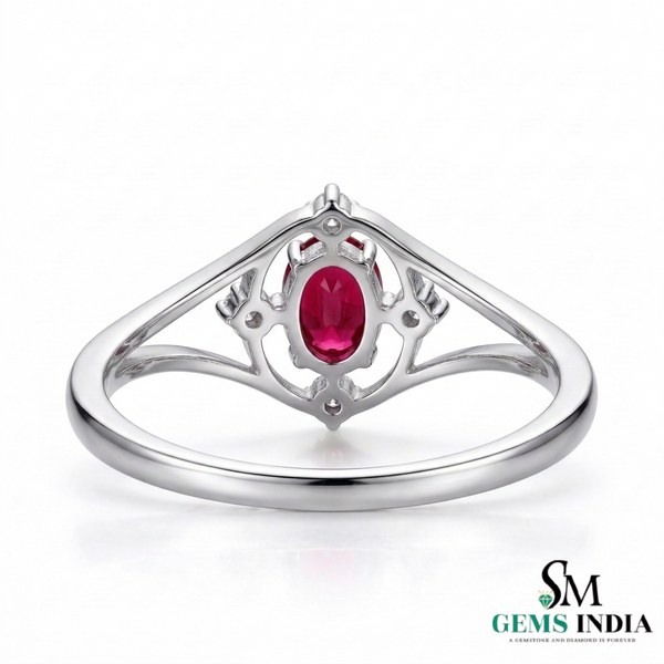 Vintage Style Oval Ruby and Diamond Ring - Romantic Ruby Jewelry