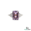 Emerald Cut Amethyst & Diamond Ring Gold Luxury Jewelry