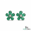 Luxury Pear Cut Emerald Floral Earrings in 14K Gold – Gift for Her