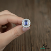 Natural Emerald Cut Tanzanite Ring with Diamonds – Vintage Elegance