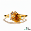 Round Orange Citrine Floral Ring with Diamond Accents in 14k and 18k Gold