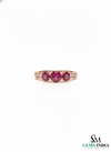 Minimalist Round Natural Ruby Three-Stone Diamond Ring Fine Jewelry Gift