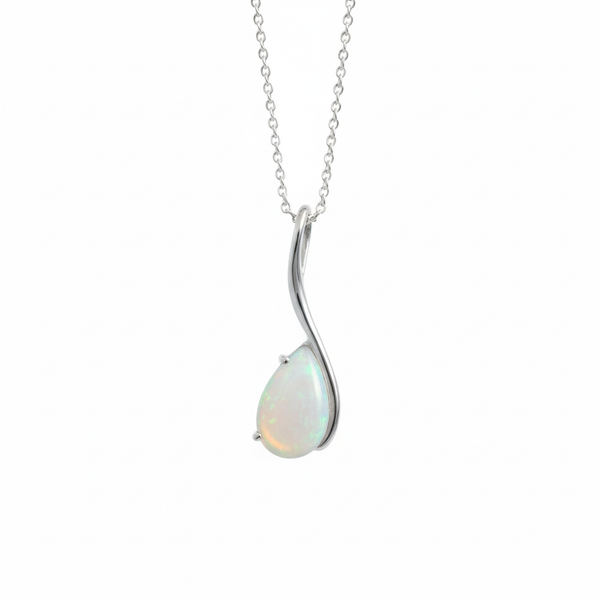 Elegant Pear Opal Swirl Pendant – Fine Silver Jewelry
