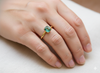 14k Solid Gold Emerald Ring: Octagon Solitaire Design - May Birthstone Ring
