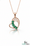 Oval shape Natural Emerald Diamond Heart Pendant - Fine Gemstone Jewelry