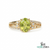 Oval Peridot Ring with Diamond Leaf Accents - Promise ring