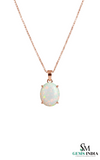 Oval Opal Diamond Halo Pendant Natural Gemstones Jewelry