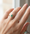 Marquise Cut Green Emerald Halo Ring with Diamond Accents – Vintage Style Fine Jewelry