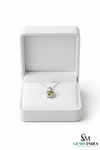 Cushion Cut Natural Peridot Diamond Halo Pendant For Woman