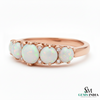 Round Opal and Diamond Band Ring in 14K Gold Eternity-Style Ring