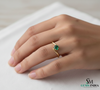 Dainty Emerald Bypass Ring – Thin Gold Stackable Ring