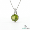 Round Peridot Pendant with Diamond Accent - Elegant Minimalist Birthstone Jewelry