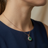 Timeless Round Emerald & Diamond Halo Pendant - Fine emerald jewelry for women