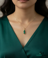 Two-Stone Natural Emerald Drop Pendant Round Pear Cut Design