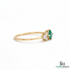 Princess Cut Green Emerald Ring with Trio Diamond Accent Cluster – Minimalist Fine Jewelry