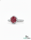 Round cut Natural Ruby Engagement Ring with Diamond Halo in 14k and 18k Gold