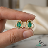 Elegant Oval Emerald and Diamond Clover Stud Earrings – Fine Gold Jewelry