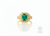 4.10 carat Emerald Cut Natural Emerald And Diamonds Vintage Split Band Ring in 14K Gold