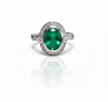 2.10 carat Elegant Oval Cut Natural Emerald Promise Ring with Sparkling Diamonds Accent and Split Band Design