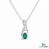 Natural Green Emerald Oval Pendant with Diamond Curve Design