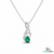 Natural Green Emerald Oval Pendant with Diamond Curve Design