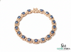 Luxury Oval cut Blue Sapphire Diamond Halo Tennis Bracelet for Women