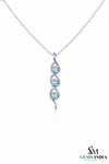 Elegant Three Stone Aquamarine Infinity Swirl Pendant - March Birthstone Jewelry
