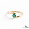 Dainty Emerald Bypass Ring – Thin Gold Stackable Ring