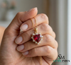 Heart Shape Red Ruby & Diamond Halo Pendant - Romantic Ruby Heart Pendant For Woman