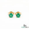 Round Cut Emerald Stud Earrings in 14K Gold Minimal - Fine Jewelry Gift for Women