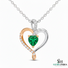 Dual-Tone Emerald Heart Pendant Two-Tone Diamond Sparkle in 14k Gold