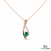 Oval Shape Natural Green Emerald & Diamond Twist Pendant - Green Gemstone Jewelry