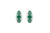 14k Solid Gold Emerald and Diamond Hoop Earrings: May Birthstone Gift