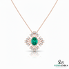 Radiant Oval Natural Emerald & Diamond Sunburst Pendant Diamond Burst Design