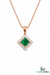 Natural Green Princess Emerald Drop Pendant with Diamond Accents