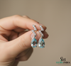 Natural Aquamarine Pear Drop Earrings with Diamond Accents