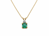 Natural Emerald Cut Square Green Gemstone Pendant with Diamond Accent