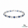 Blue Sapphire & Diamond Flower Bracelet in 14k and 18k Gold – Elegant Women’s Bracelet