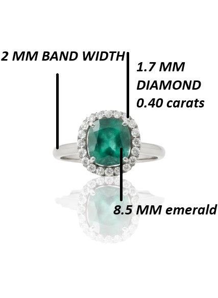 Cushion Cut Natural Emerald 2 carat Engagement Ring in 14K Gold Minimalist Fine Jewelry
