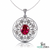 Oval Red Ruby Statement Pendant Intricate Floral Gold Jewelry