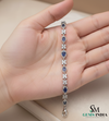 Blue Sapphire & Diamond Flower Bracelet in 14k and 18k Gold – Elegant Women’s Bracelet