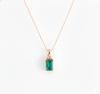 2.20 carat Emerald-Cut Natural Emerald Pendant Necklace in 14K Gold with Diamond Accents