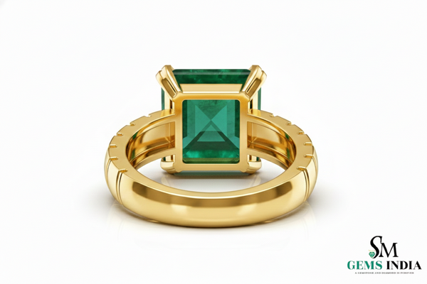 Mens Emerald Octagon Ring: Genuine Zambian Gem, Solid Gold