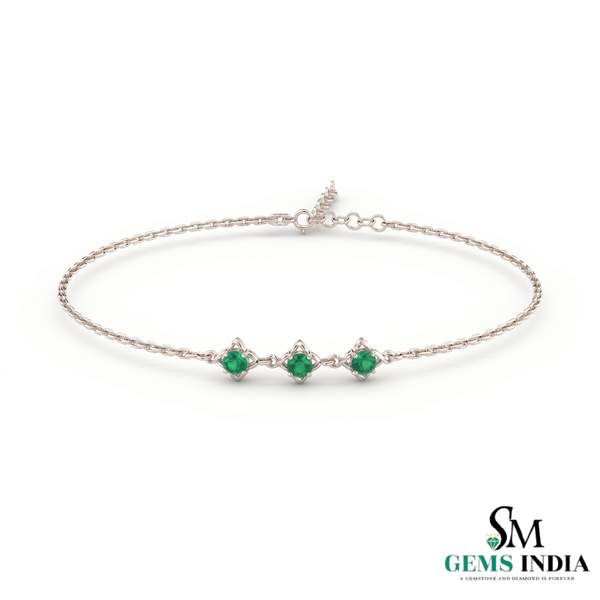 Minimal Round Emerald Trio Bracelet – Elegant Everyday Jewelry