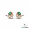 Pear Shape Emerald Earrings with Diamond Swirl – Fine Gold Jewelry